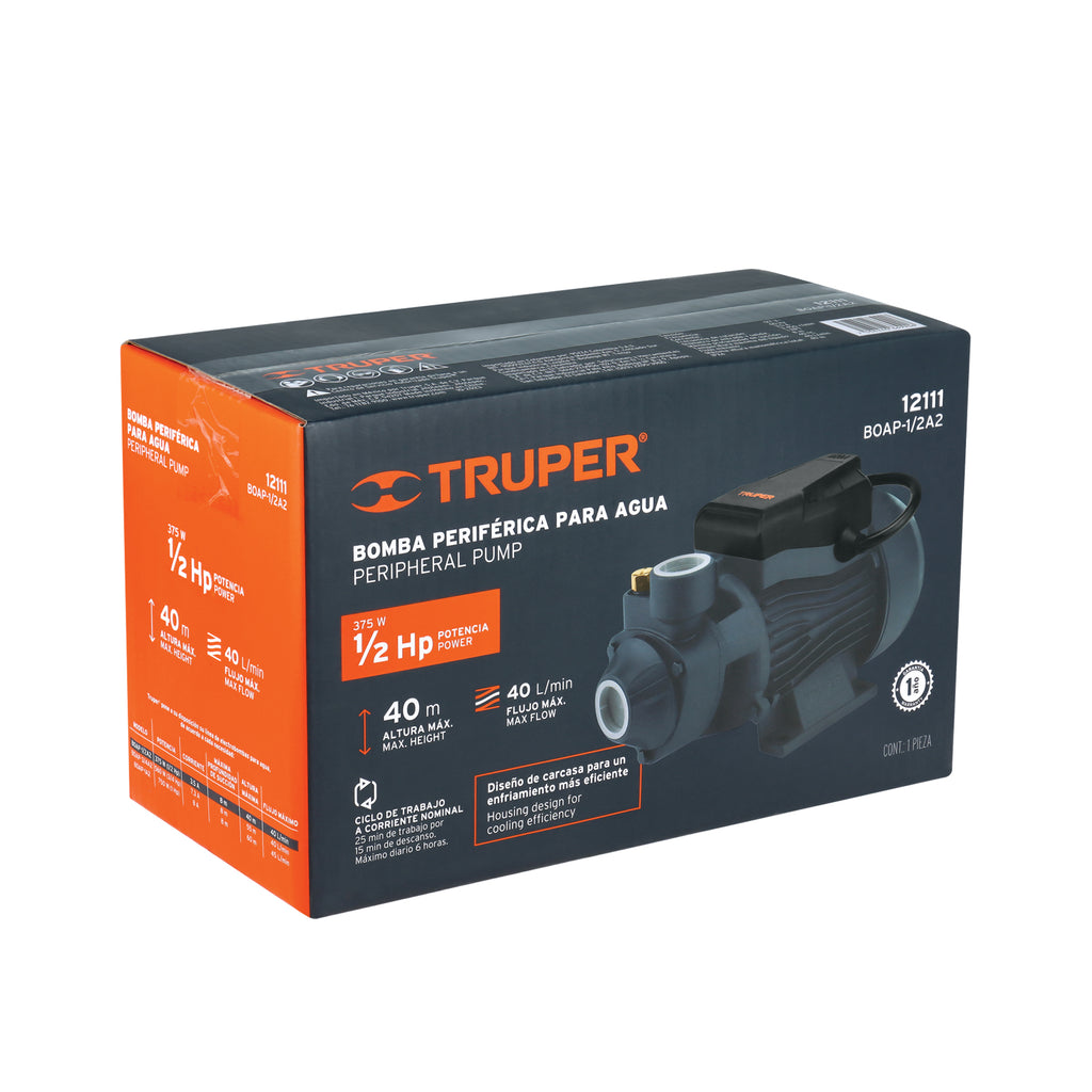 Bomba periférica 1/2 hp Truper