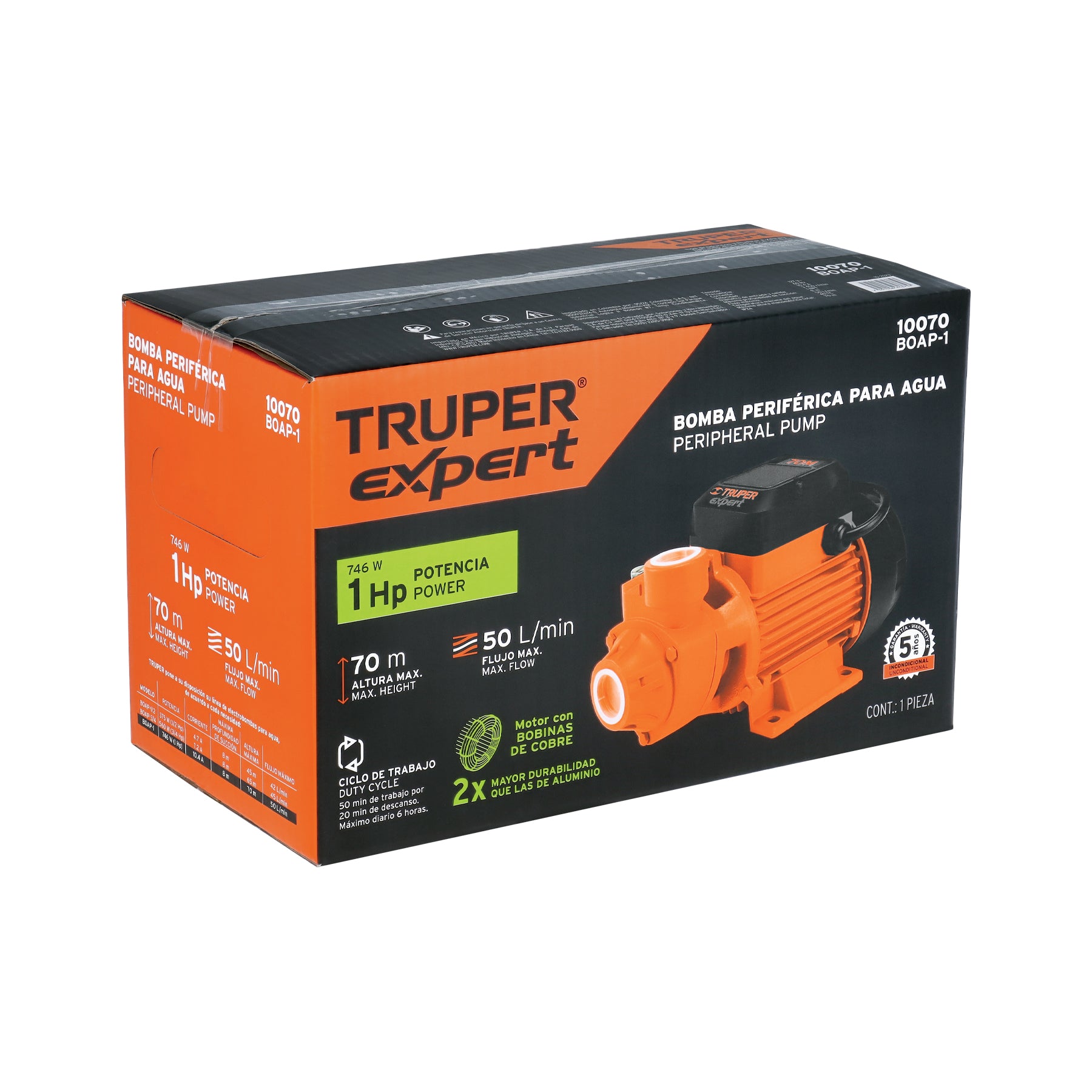 Bomba periférica 1 hp Truper