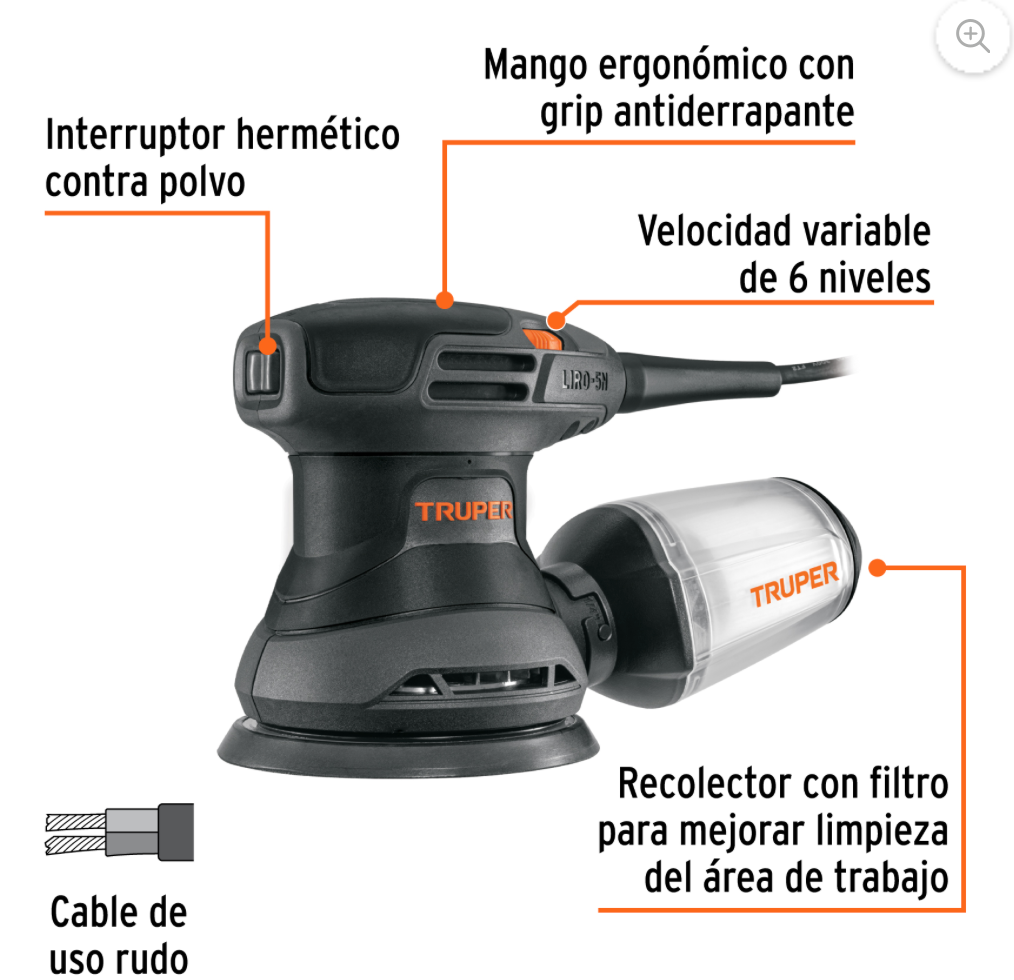 Lijadora roto orbital 5" 260W Truper