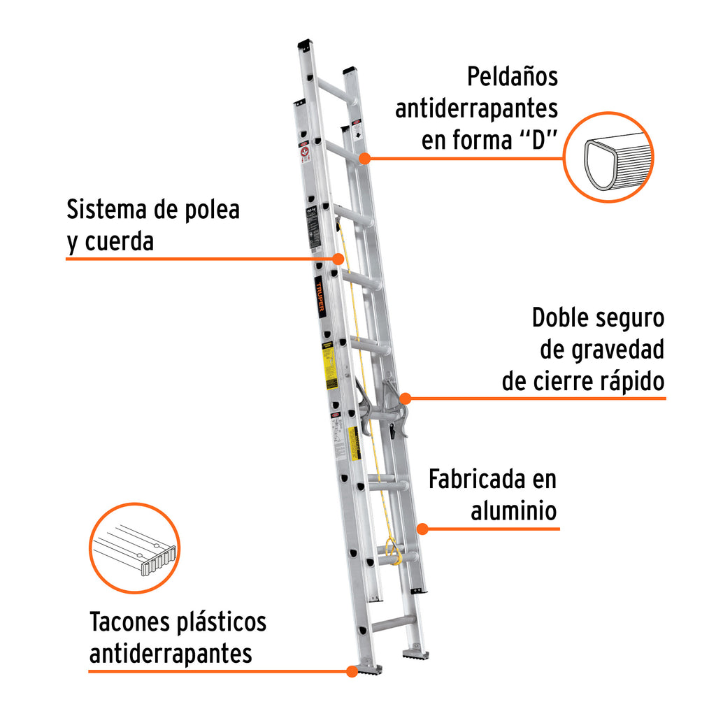 Escalera de extensión 16 peldaños Truper