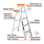 Escalera de tijera 4 peldaños con bandeja Truper
