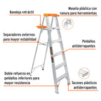 Escalera de tijera 5 peldaños con bandeja Truper