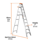 Escalera de tijera 9 peldaños con bandeja Truper