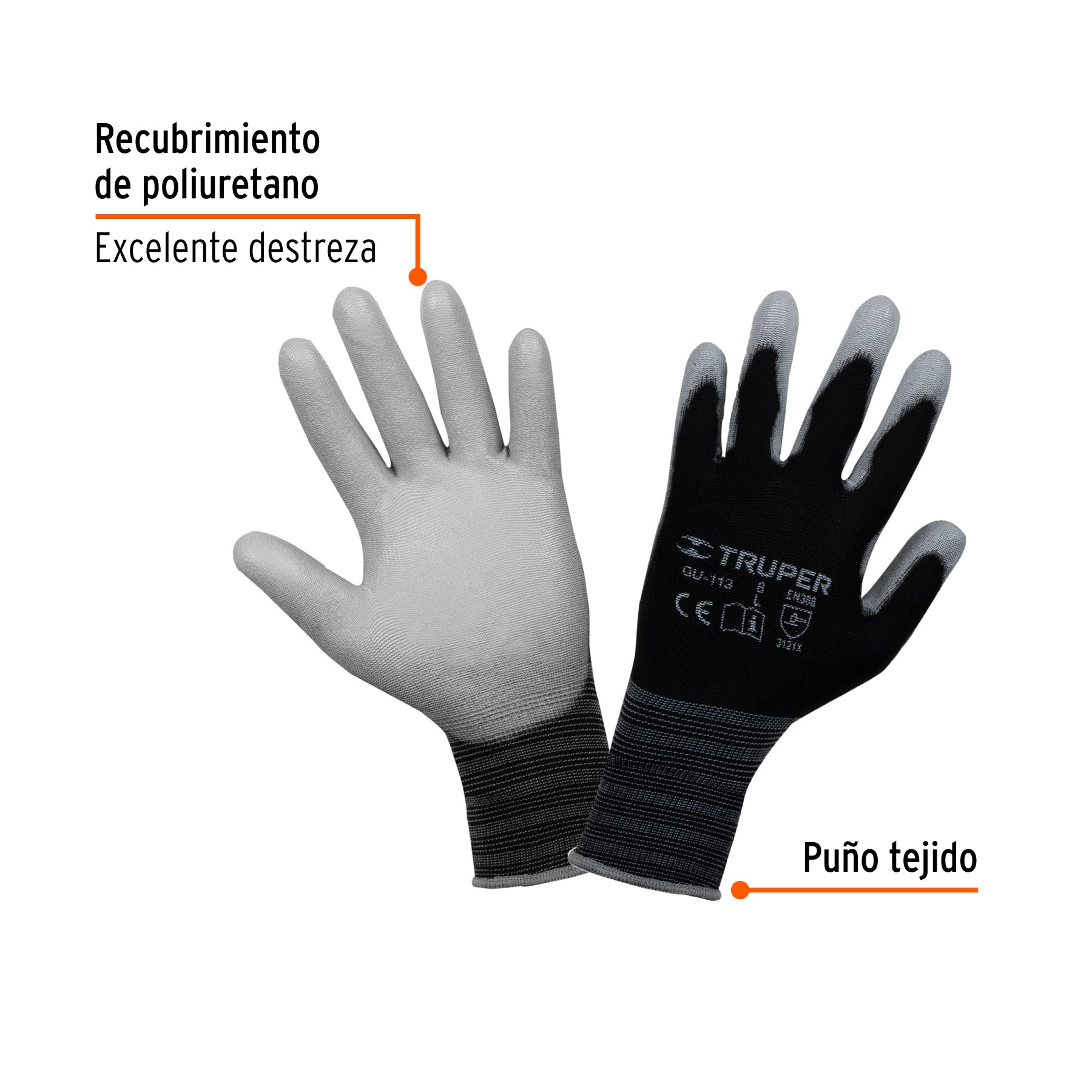 Guantes de nylon talla G recubiertos de poliuretano Truper