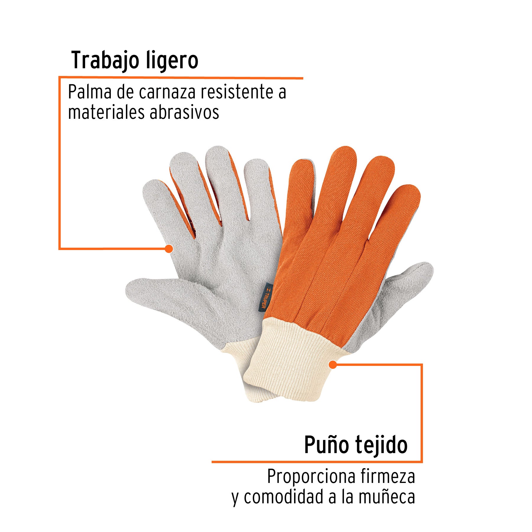 Guantes ligeros de carnaza y loneta unitalla Truper