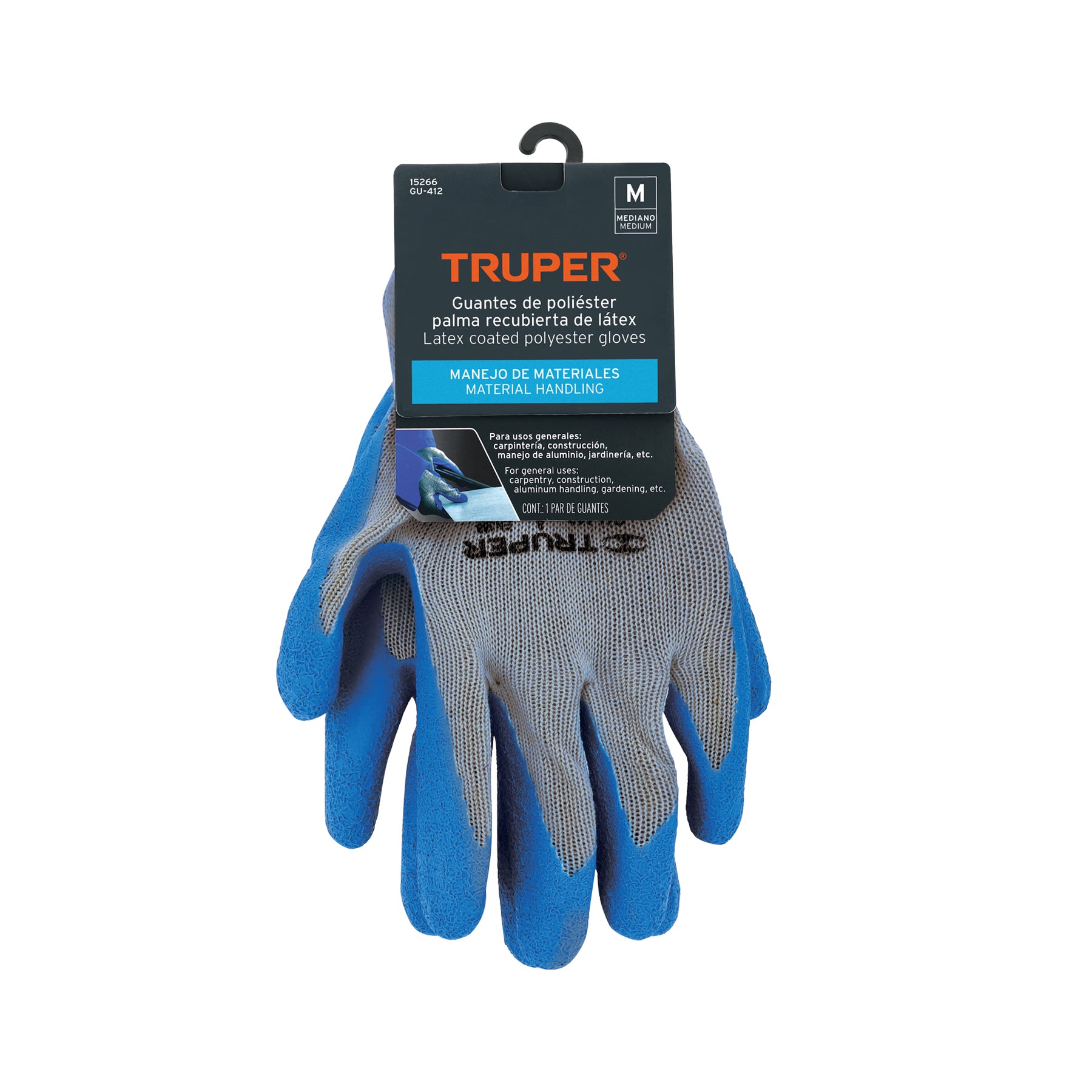 Guantes de poliester talla M recubiertos de latex Truper