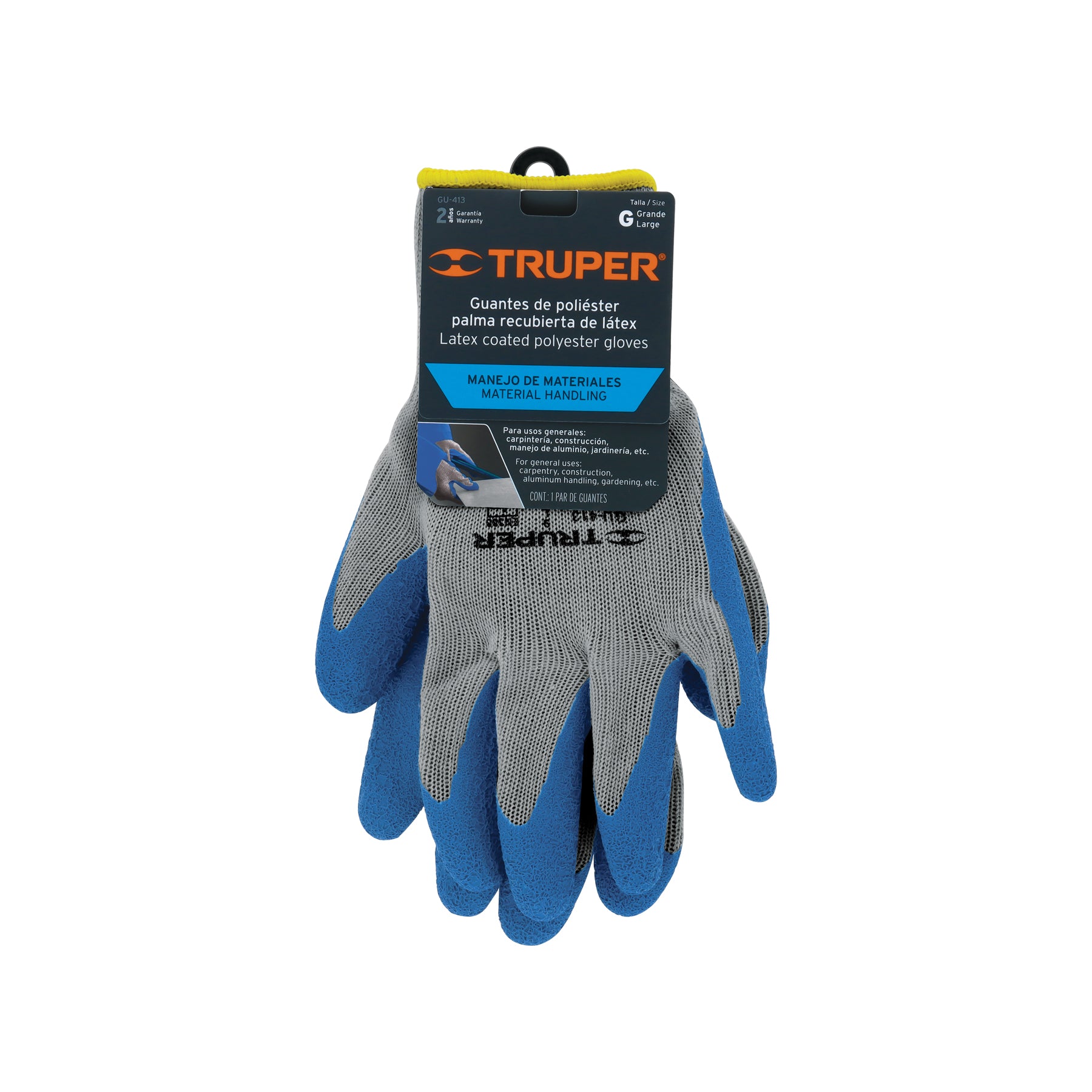 Guantes de poliester Talla G recubierto de latex Truper