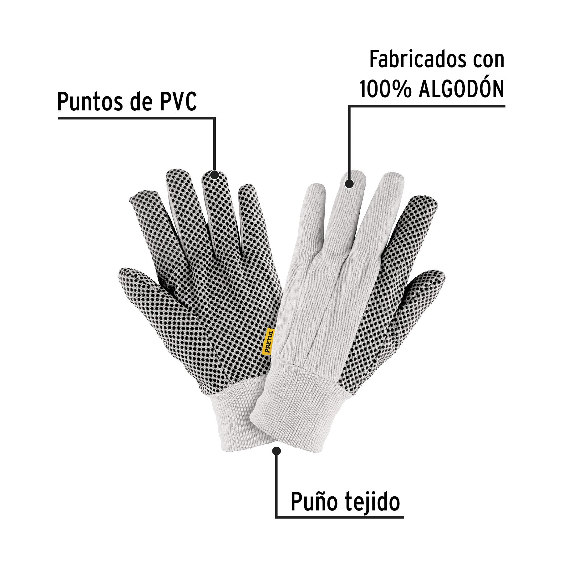 Guantes de algodón unitalla tipo loneta Petrul
