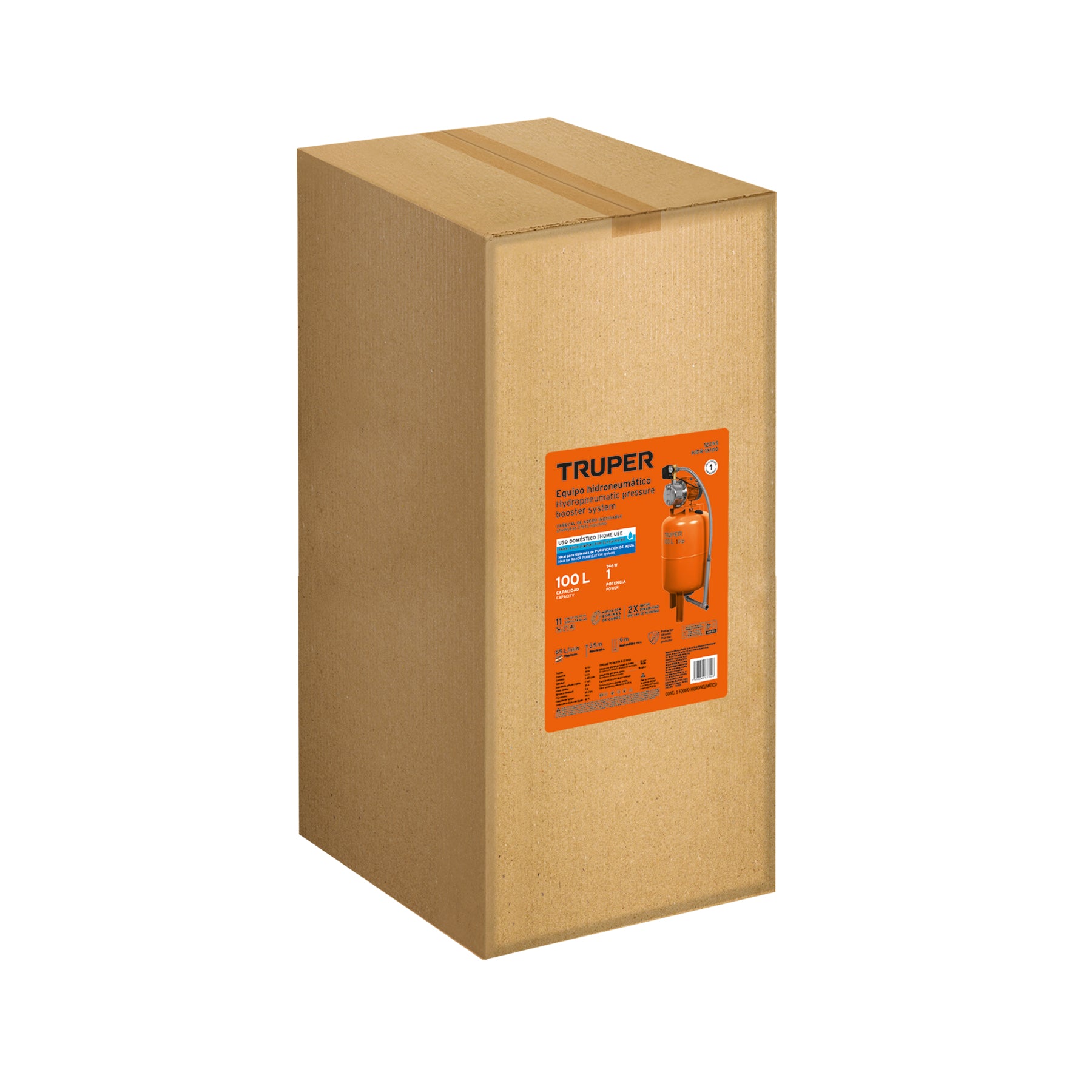 Bomba hidroneumática 1/2 hp 100 litros Truper