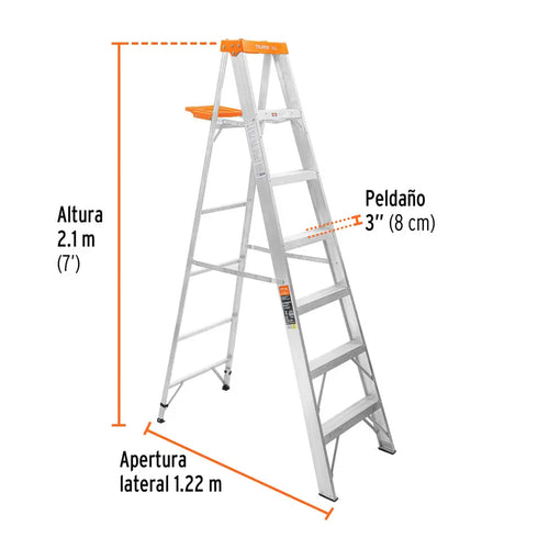 Escalera de tijera 6 Peldaños Bandeja, Truper