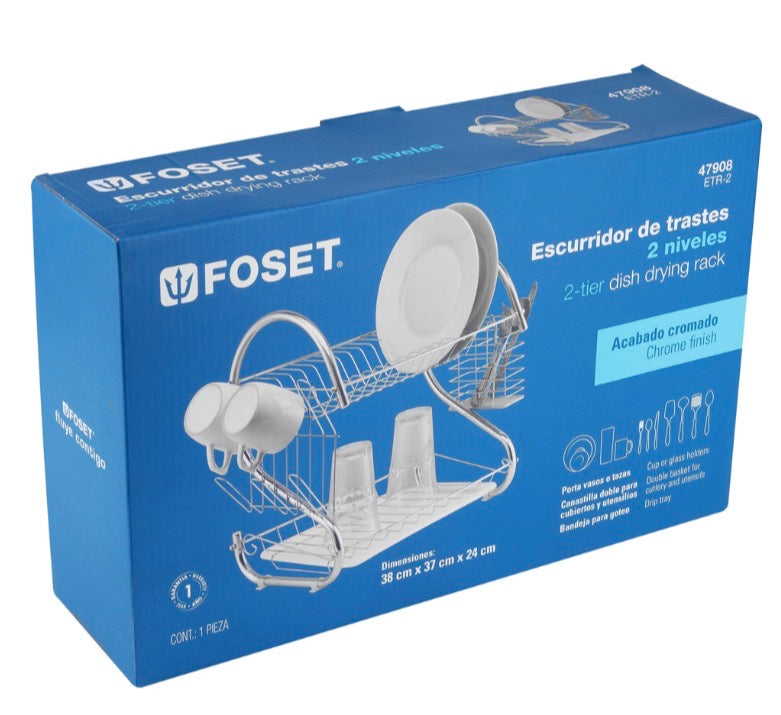 Escurridor de acero cromado 2 niveles Foset
