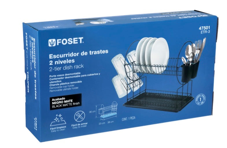 Escurridor de acero negro 2 niveles Foset
