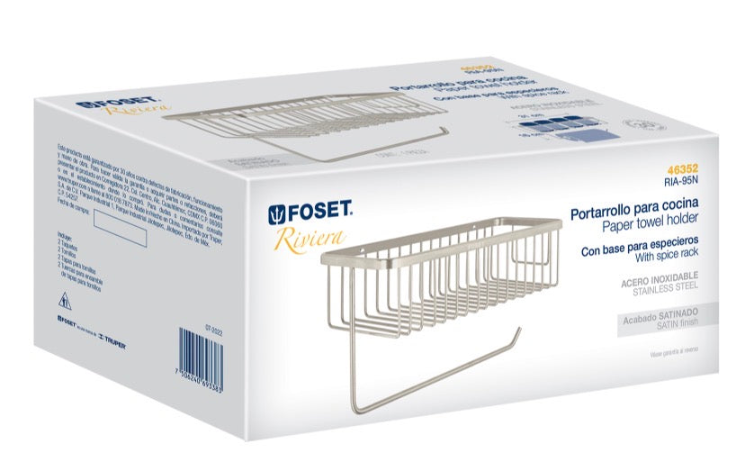 Portarrollo y especiero satín para cocina Foset