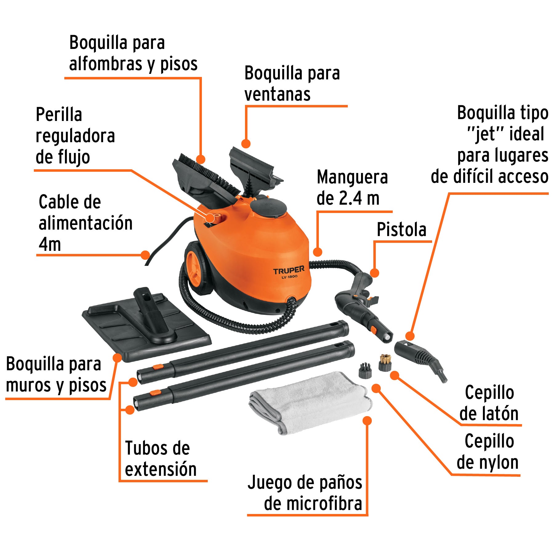 Limpiador a vapor 1800W Truper