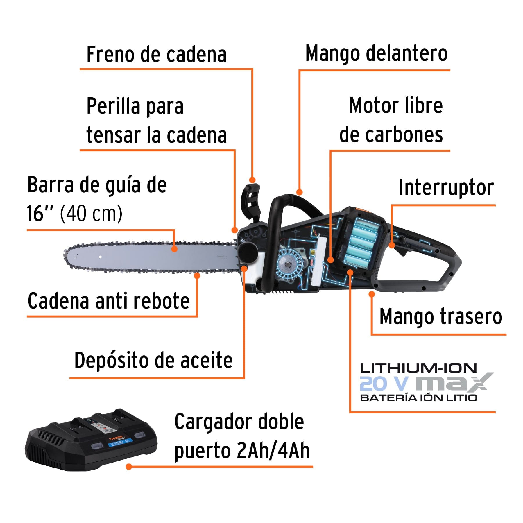 Motosierra inalámbrica 40V 102491 Truper Max