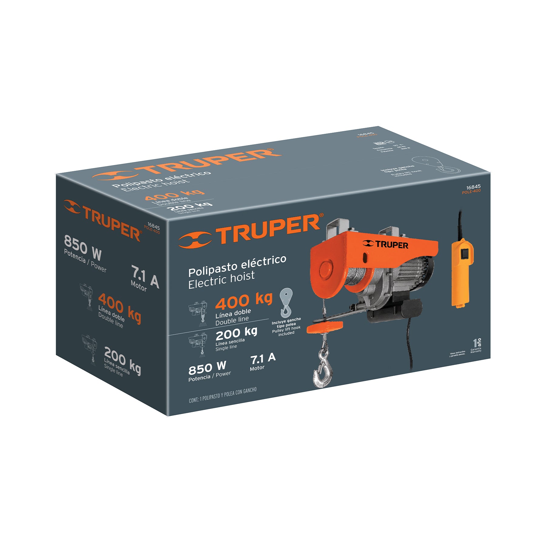 Polipasto eléctrico 400 kg Truper