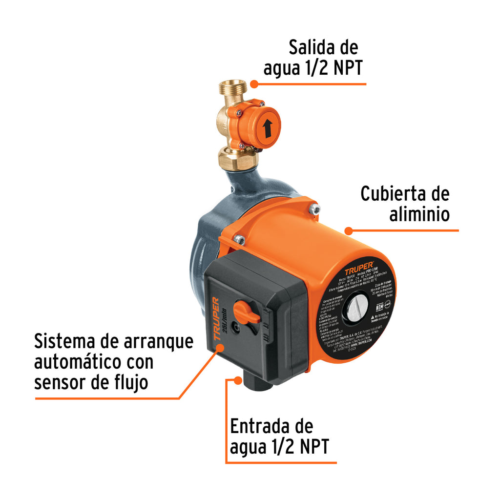 Bomba Presrizadora 1/6 hp con sensor regulable Truper