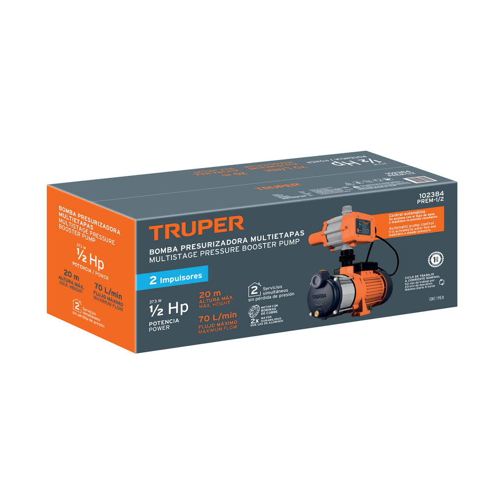 Bomba presurizadora multietapas 1/2 hp Truper