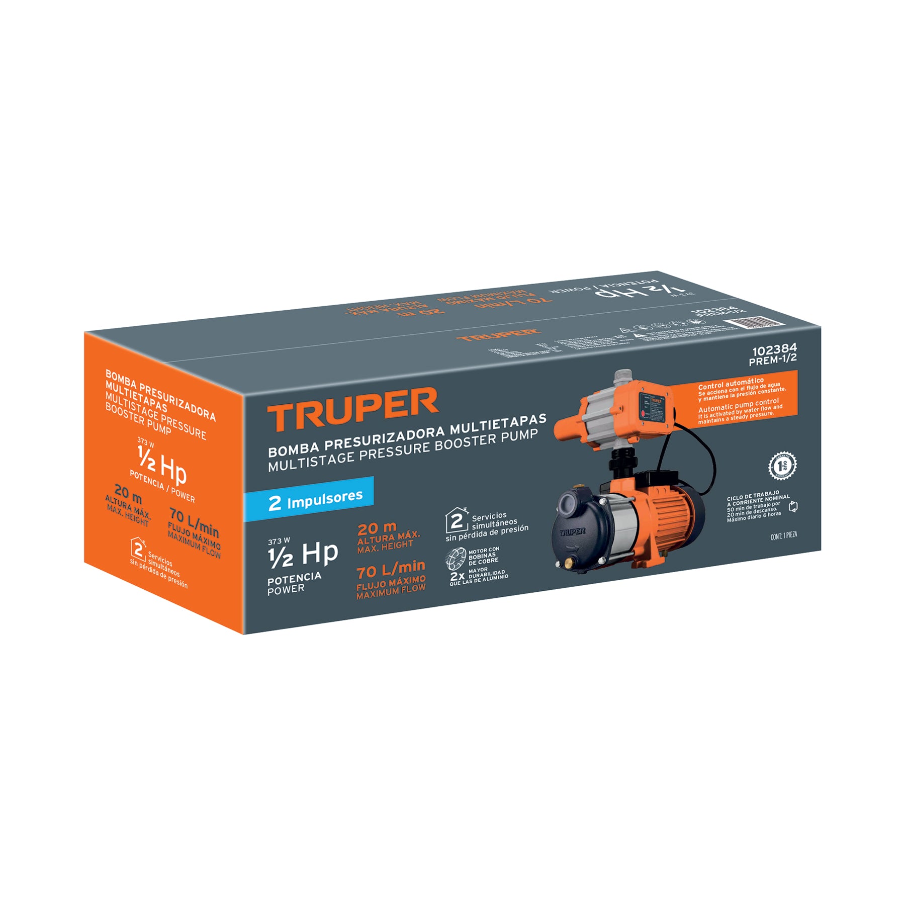 Bomba presurizadora multietapas 1/2 hp Truper