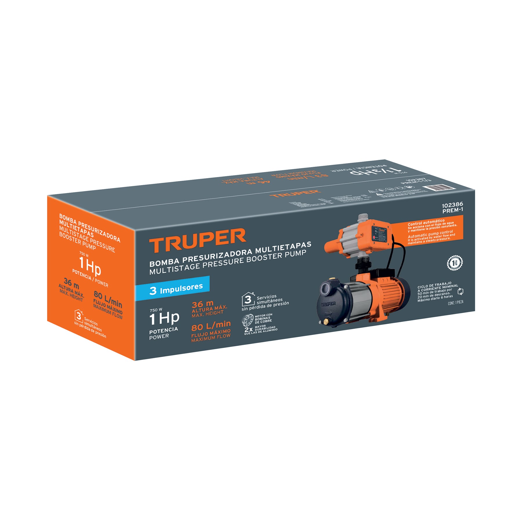 Bomba presurizadora multietapas 1 hp Truper