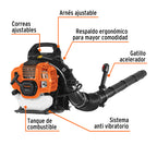 Sopladora con motor a gasolina 53cc tipo mochila Truper