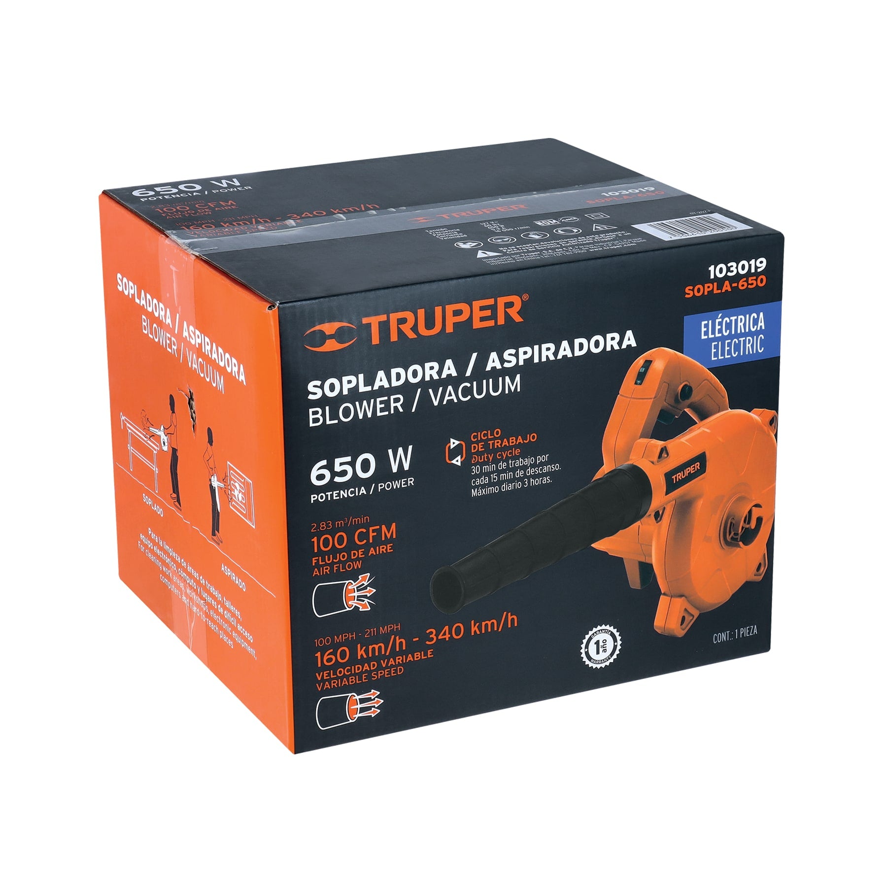 Sopladora/Aspiradora eléctrica 650W Truper