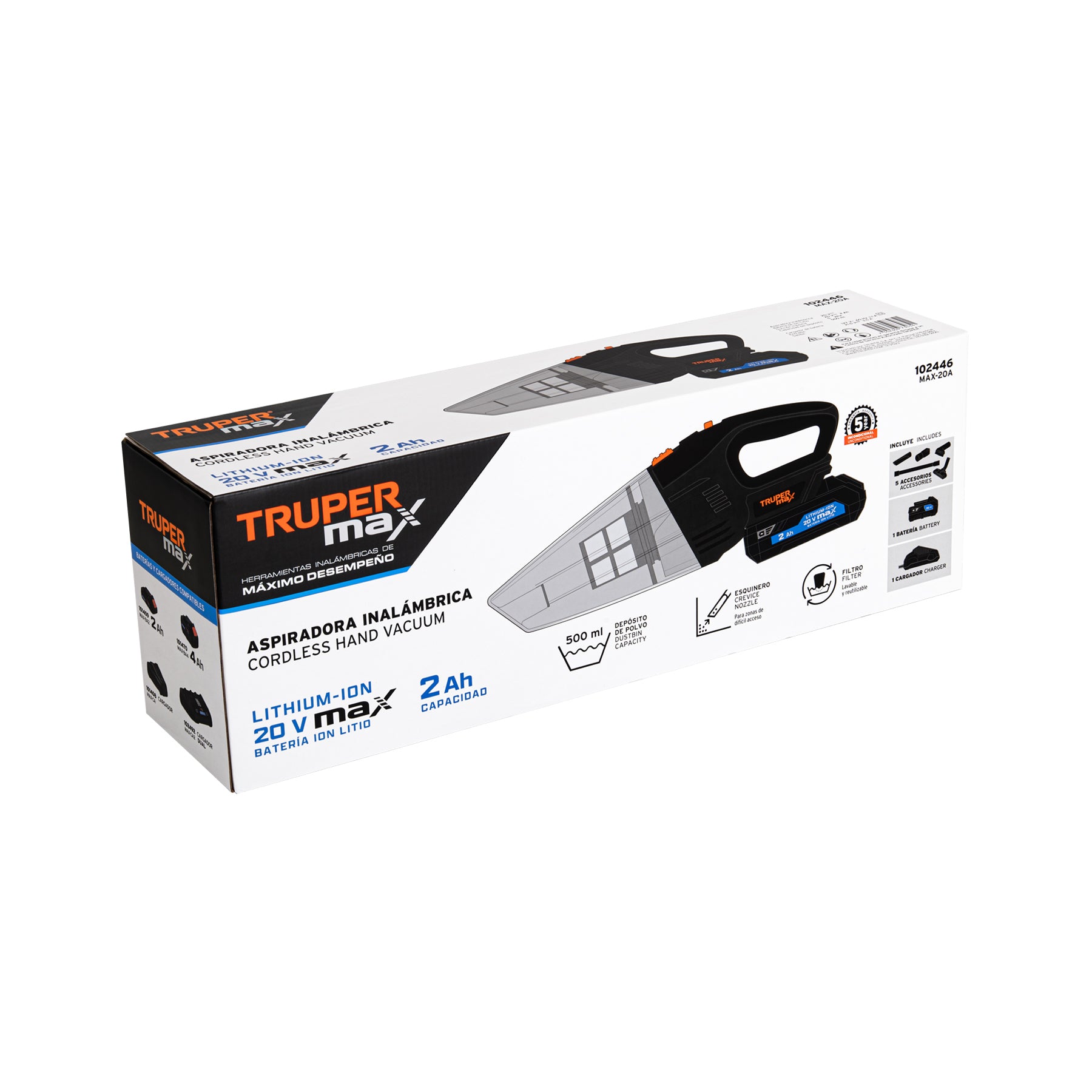 Aspiradora inalámbrica para auto 20V Truper Max